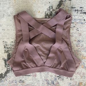 Alo Yoga Rose Pink Strappy Mesh Sports Bra